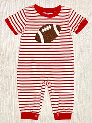 Three Sisters Red Football Boys Romper