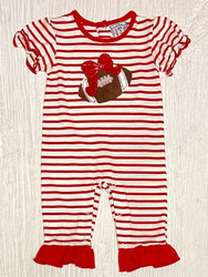 Three Sisters Red Football Girls Romper