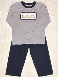 Three Sisters Mallard Duck Smocked Boys Pant Set.