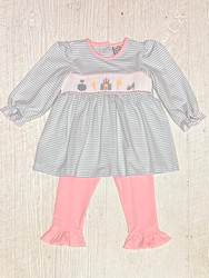 Three Sisters Princess Smocked Ruffle Pant Set.