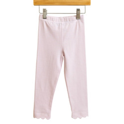 Trotter Street Kids Light Pink Stripe Scallop Leggings