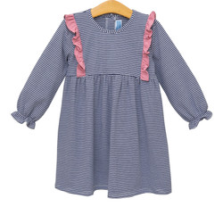 Trotter Street Kids Navy Stripe/Pink Olivia Dress