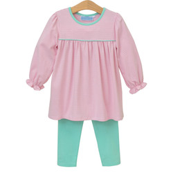 Trotter Street Kids Pink Stripe/Mint Ellie Pant Set
