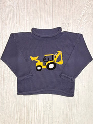 Lily Pads Steel Blue Backhoe Roll Neck Sweater