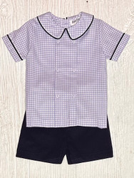 Ishtex Blue Plaid Boys Short Set