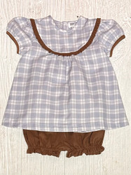 Ishtex Blue/Khaki Plaid Bloomer Set