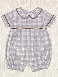 Ishtex Blue/Khaki Plaid Boys Romper