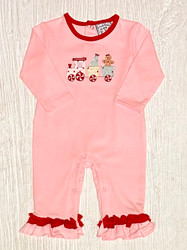 Three Sisters Christmas Train Applique Girl Romper
