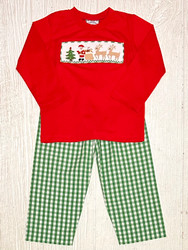 Three Sisters Christmas Time Smocked Boy Pant Set