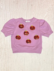 LuLu BeBe Lavender Sequin Jack-O-Lantern Top