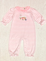 Lily Pads Pink Stripe Cat Applique Romper