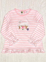 Lily Pads Pink Stripe Cat Ruffle Swing Top