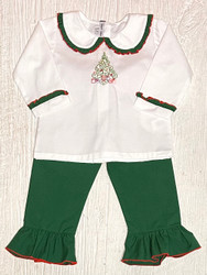 Sweet Dreams Christmas Tree Embroidered Pants Set