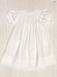 Sweet Dreams White Pearl Smocked Bishop