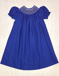 Sweet Dreams Royal Blue Pearl Smocked Bishop