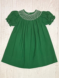 Sweet Dreams Hunter Green Pearl Smocked Bishop