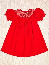 Sweet Dreams Red Pearl Smocked Bishop