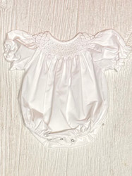 Sweet Dreams White Pearl Smocked Bubble