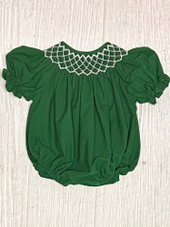 Sweet Dreams Hunter Green Pearl Smocked Bubble