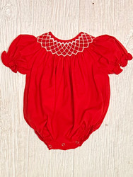 Sweet Dreams Red Pearl Smocked Bubble