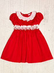 LuLu BeBe Red Smocked Ruffle Sash Dress