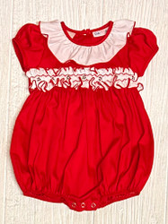 LuLu BeBe Red Smocked Ruffle Sash Bubble