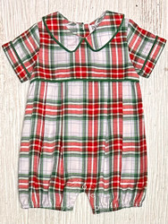 Ishtex Red/Green Plaid Boys Romper