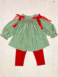 Delaney Candy Cane Smocked Bishop Pant Set