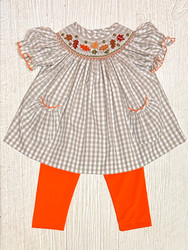 Delaney Fall Leaves Smocked Bishop Pant Set