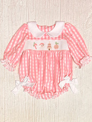 Whimsy Bay Pink Christmas Smocked Bubble