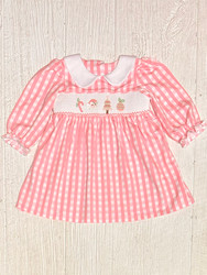 Whimsy Bay Pink Christmas Smocked Dress