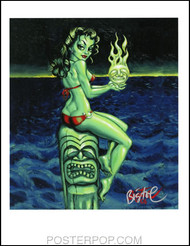 BigToe Green Goddess Hand Signed Artist Print  8-1/2 x 11