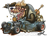 BigToe Hotrod Bear Sticker