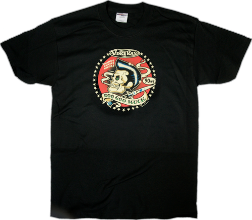 Vince Ray Goo Goo Muck T-Shirt. Rockabilly Greaser Skull Pomade, Hair Gel, Stiletto, Viva Las Vegas