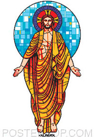 Almera Stained Glass Jesus Sticker Image