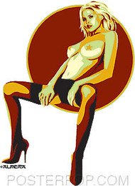 Almera Seated Babe Sticker Image