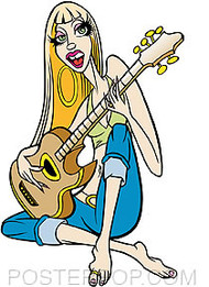 Pizz Guitar Girl Sticker Image