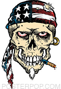 Pizz American Skull Sticker Image
