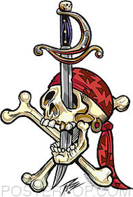 Pizz Pirate Skull Sticker Image