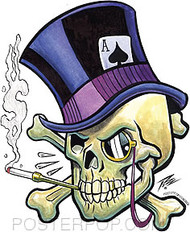 Pizz Top Hat Skull Sticker Image