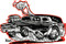 Artist Robert Kruse Hot Rod Hearse Car Sticker Decal by Poster Pop. Ed Roth 60's Hotrod Cadillac Hearse Coffin Hauler Monster Shifter, Skull Stick Shift Dragster Wheelie with Flames and Smoke.