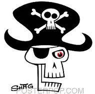 Shag Pirate Skull Sticker Image
