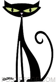 Shag Black Cat Sticker Image