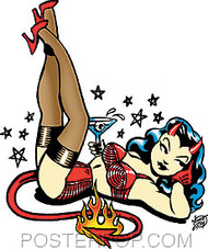 Vince Ray Martini Devil Girl Sticker Image