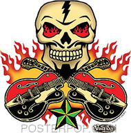 Vince Ray Skull n Guitars Sticker Image