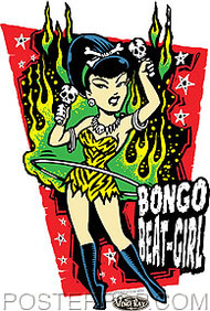 Vince Ray Bongo Beat Girl Sticker Image