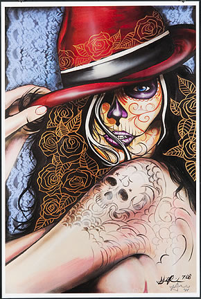 Gustavo Rimada Red Hat Hand Signed Print Image
