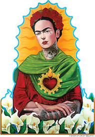 Artist Gustavo Rimada Querida Frida Kahlo Car Sticker Decal by Poster Pop. Mexican Day of the Dead Tattooed Frida Kahlo Painting Design