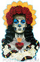 Artist Gustavo Rimada Orgullo Amor Sticker by Poster Pop. Mexican Tattoo Day of the Dead folk Art Painting Design. Juana Gallo Strong Woman, with Sacred Heart & Roses.