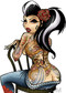 Artist Tyson McAdoo Lucky Car Sticker Decal by Poster Pop. Sexy Topless Tattooed Girl with rockabilly Hair and Flower with Back Tattoo sitting on a Chair ready to get a New Tattoo